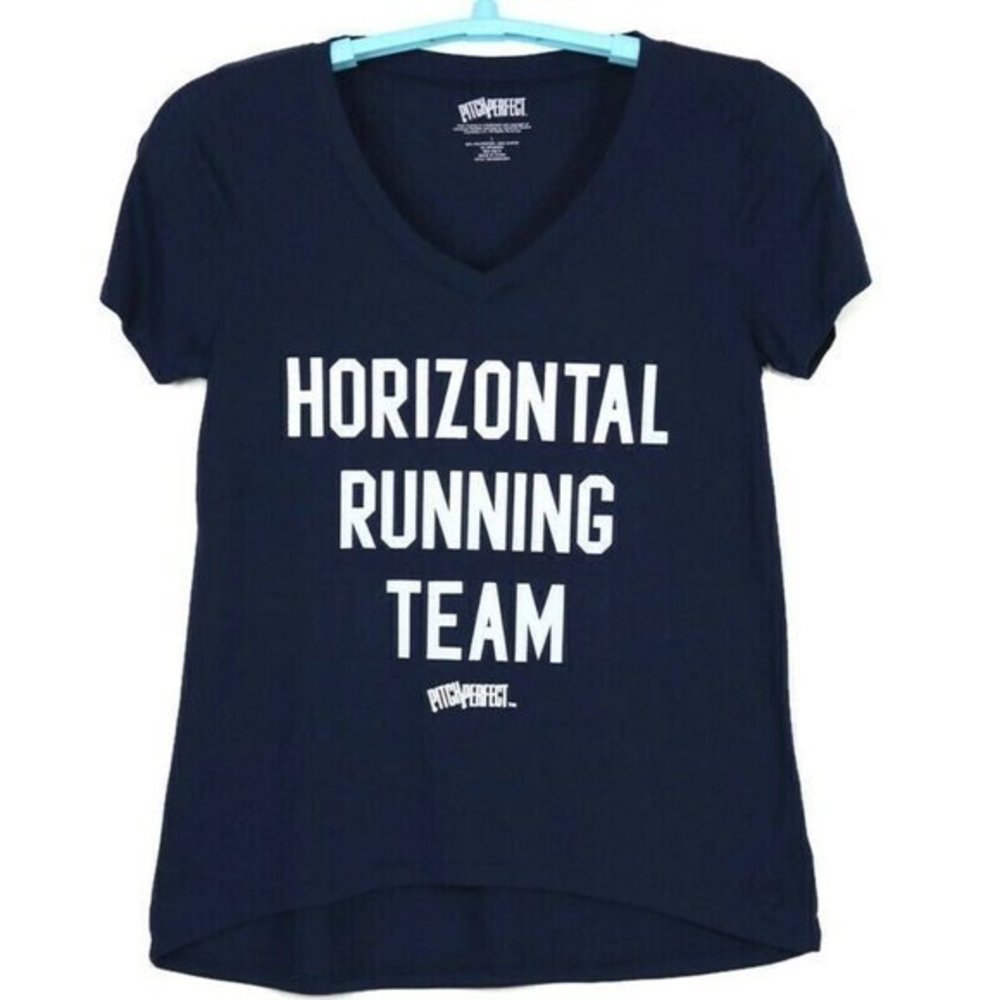 Pitch Perfect Horizontal Running Team T-Shirt Shirt Blue L Large